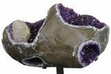 Unique Amethyst Geode with Calcite on Metal Stand - Uruguay #171899-2